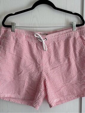 J. Crew Flex Swimwear Men’s Pink Seersucker Drawstring Shorts XL